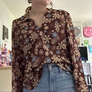 Vintage brown floral blouse
